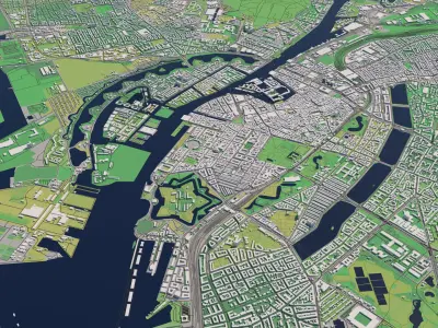 Copenhagen Denmark 25x25km 3D City Map 3D model