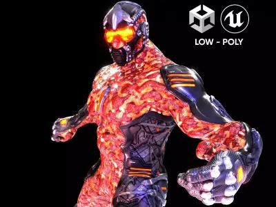 MechOrg Humanoid Cyborg Creature Rigged 3D Character Low-poly 3D model