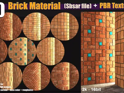 40 Brick PBR Material Texture