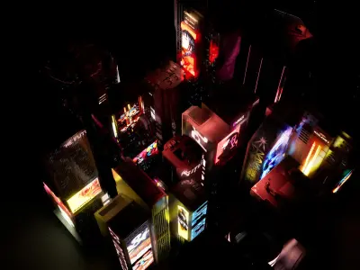 Cyber Builds And Signs Low-poly 3D model