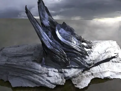 Ice Panicle rock with ground  3D model