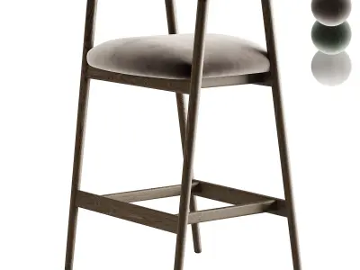 Sunpan Jeremy Mid Century Dove Cream   Oak Wood Counter Stool 3D model