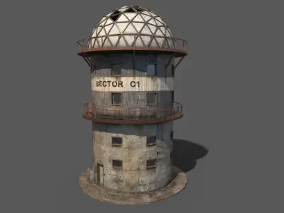 Abandoned Radar Building Low-poly 3D model
