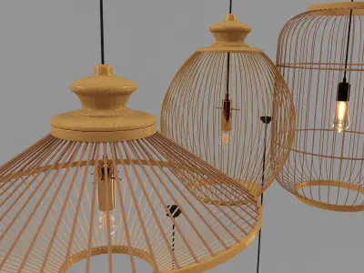 Bamboo Rattan Lamp  3D model