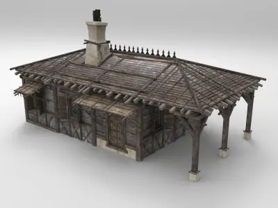Medieval house fantasy all group Low-poly 3D model