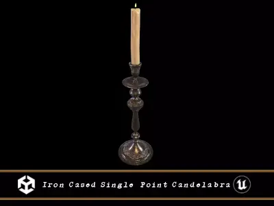 Iron Cased Single Point Candelabra Low-poly 3D model