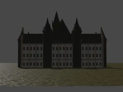 Modular StoneHearst Asylum Low-poly 3D model