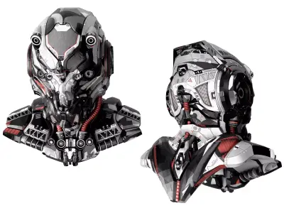 Helmet robot Low-poly 3D model
