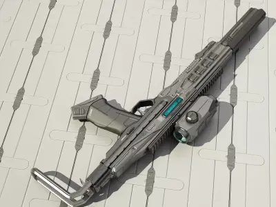 IT-PDW futuristic gun on table 3D model
