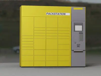 Packstation Object -4- Packstation with touchpad interface Low-poly 3D model