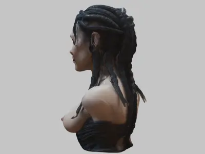 BEautiful Nude WOman SCi Fi HR Giger Style HEad Bust Low-poly 3D model