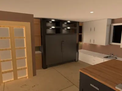 Kitchen with cabinets and appliances 3D model