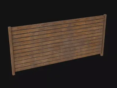 Wooden Fence Low-poly 3D model