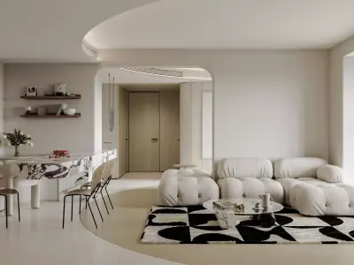 Warm modern living room 3D model