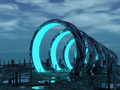 3d model Sci-fi teleportation portal for asset game 3D model