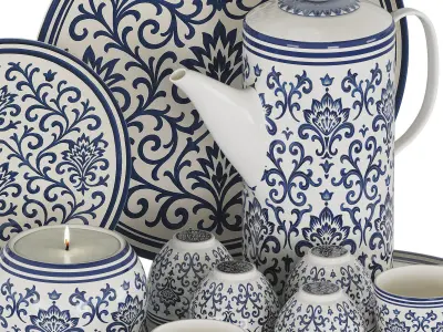 Decorative Tableware Set 01 Low-poly 3D model