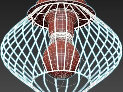 lussole gold cage ceiling light 3D model