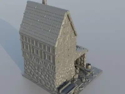 Medieval Carpenter House Tabletop Terrain 25 mm 3D print model