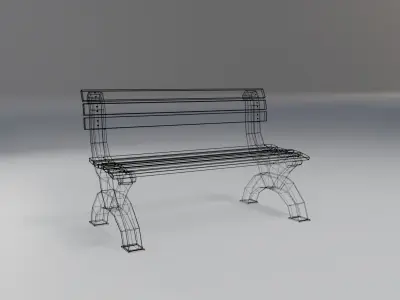 white wood bench - snow theme - modern Low-poly 3D model