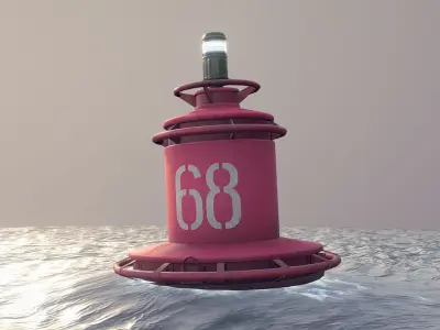 Buoy River RB-4-02 Right Side Mark Low-poly 3D model