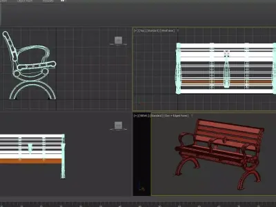 Cast Aluminum Classic Park Bench 3D model
