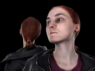 Woman in a black jacket with a bag 94 Low-poly 3D model