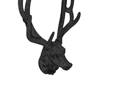 Stylish Deer Head Wall Mount Low-poly 3D model