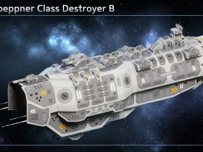 Spaceship von Hoeppner Destroyers Low-poly 3D model