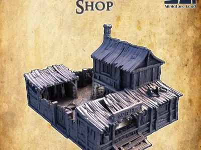 Slum Butcher Shop Tabletop Terrain 28 mm  3D print model