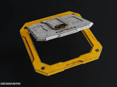 Sci-Fi Entry Panel Low Poly PBR 3D Model Low-poly 3D model
