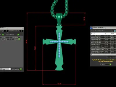 High Cross Pendant Light Gold 18K 3CP026 3D print model