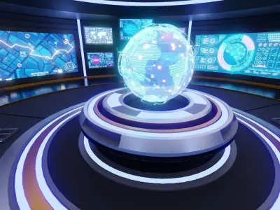 Sci-Fi Command Room Interior 3D Model Low-poly 3D model