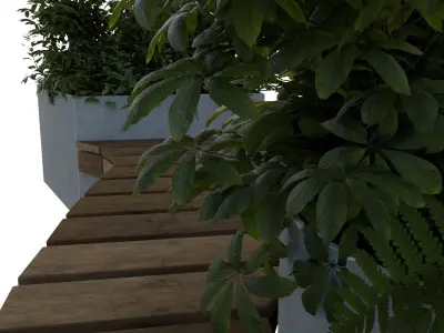 public wooden bench Low-poly 3D model