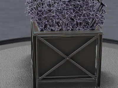 City Flower Pot with Red Flowers - Object 1 Low-poly 3D model