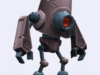 3DRT-Chibii-robot-05 robot with eyes Low-poly 3D model