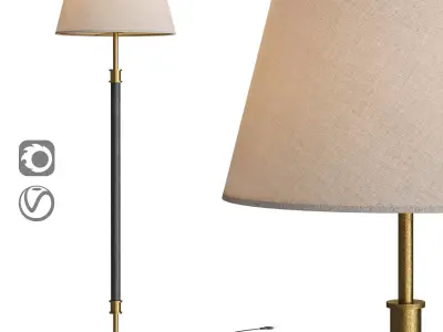 Viator Wrapped Black Leather Floor Lamp 3D model