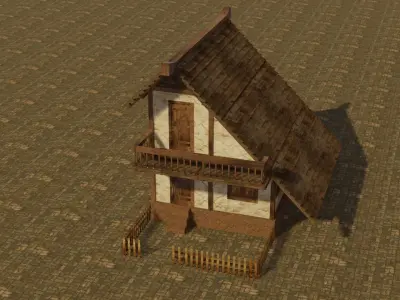 Medieval house 14 Low-poly 3D model
