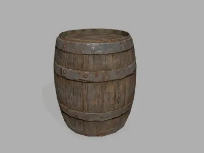 Wooden Barrel Low-poly 3D model
