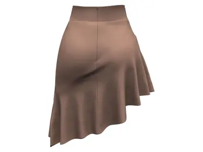 Asymmetric Brown Ruffled Bottom Mini Skirt Low-poly 3D model