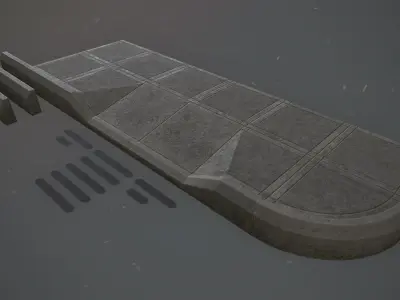 Sidewalk - Modular Set 3 Color Option Low-poly 3D model