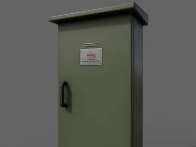PBR Electric Box DarkGreen V5 Low-poly 3D model