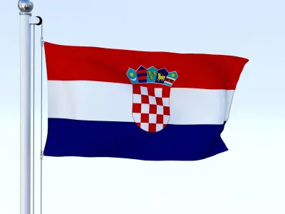 Animated Croatia Flag Low-poly 3D model