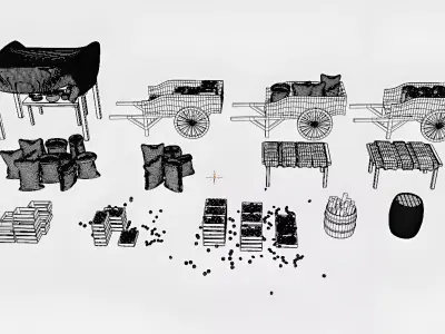 Medieval Market Bazaar Props Kit Low-poly 3D model