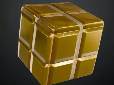 Golden Squares Metal Corrugated PBR Seamless Texture