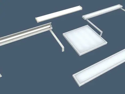 Classroom Fluorescent Lamps Low-poly 3D model