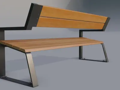 Street bench  Low-poly 3D model
