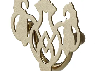 Chippendale Bail Pull Bright Solid Brass 3D model