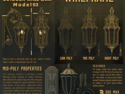 CLASSICAL OUTDOOR WALL LAMP -Model 03- Low-poly 3D model