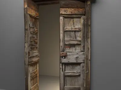 Old wooden door rust and patina 3d model Low-poly 3D model