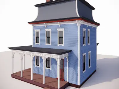 Victorian Blue House - small 3D model
